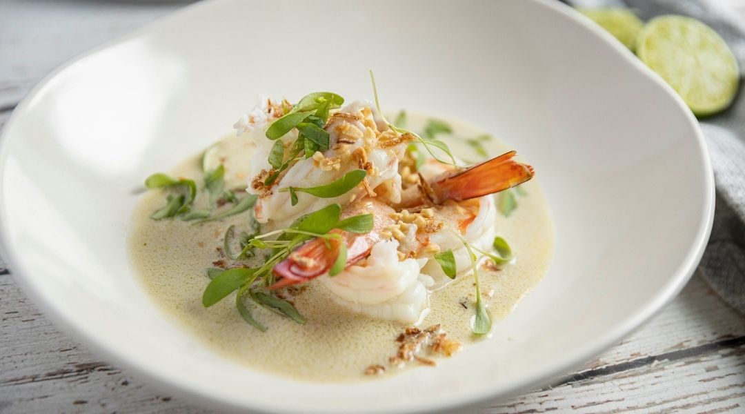 Steamed Ocean coconut Prawns